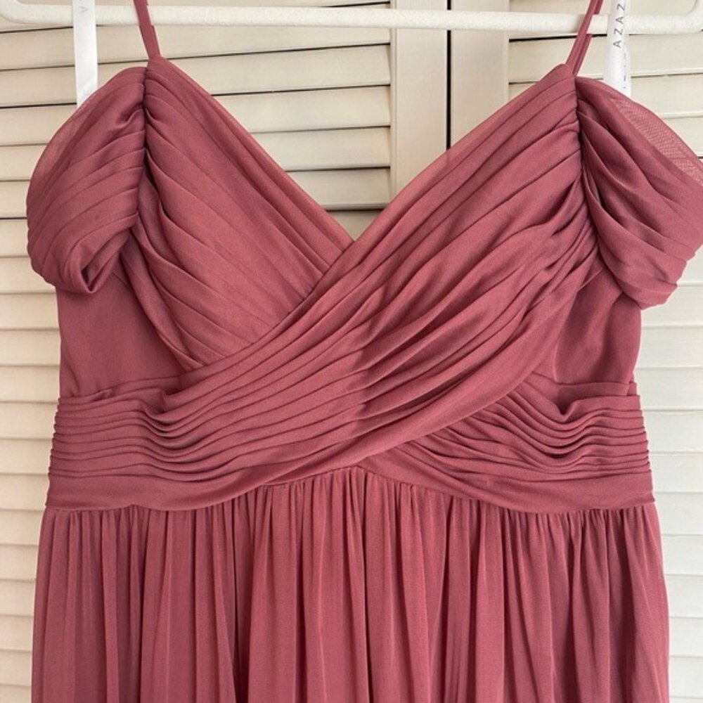 Azazie Maroon Spaghetti Strap Cap Sleeve Bridesmaid Formal Gown Size C (6) - Picture 3 of 10